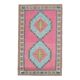 1970s vintage Turkish hand-knotted wool cotton pink area rug 128x208