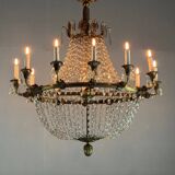 Oval-Shaped Pearl and Bronze Bag Chandelier, Circa 1900