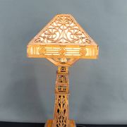Important Carved Wood Lamp, USA, A&C, Prairie School, c. 1900-1920