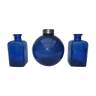 set of 3 bottles of decoration in midnight blue glass