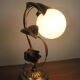 Lampe de table vintage sixties fleur clochette muguet et feuillage en métal doré