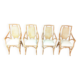 Vintage bamboo dining chairs, 1960s