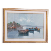 Oil painting on canvas Marine 50x70 Years 60/70 Renato Vitali