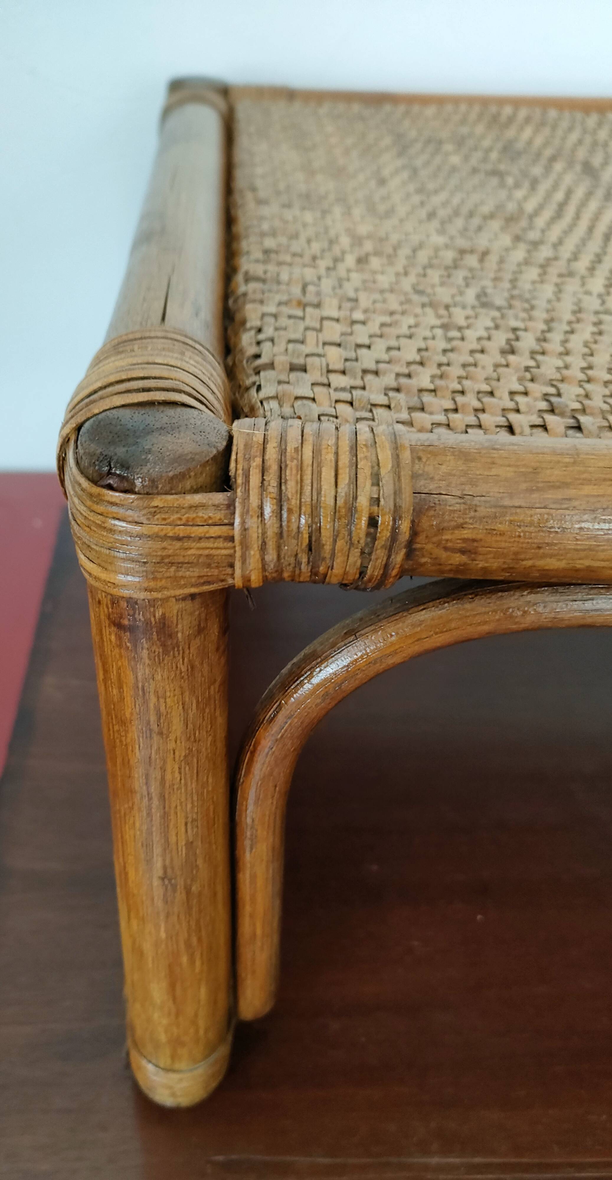 Large vintage serving tray, rattan and wicker - Indonesia - 1950s/1960s