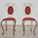 Patinated Brass, Wrought Iron, and Velvet Side Chairs, 1970s, Set of 2