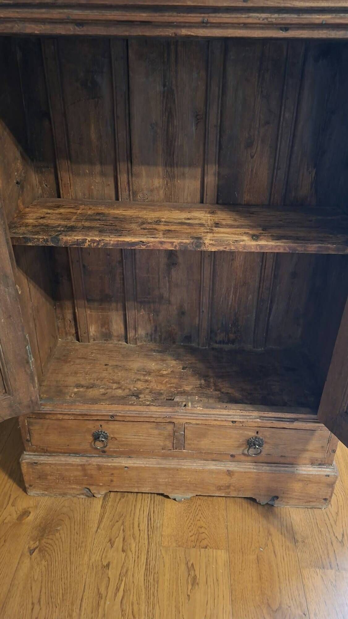 Antique Indian teak carved wardrobe