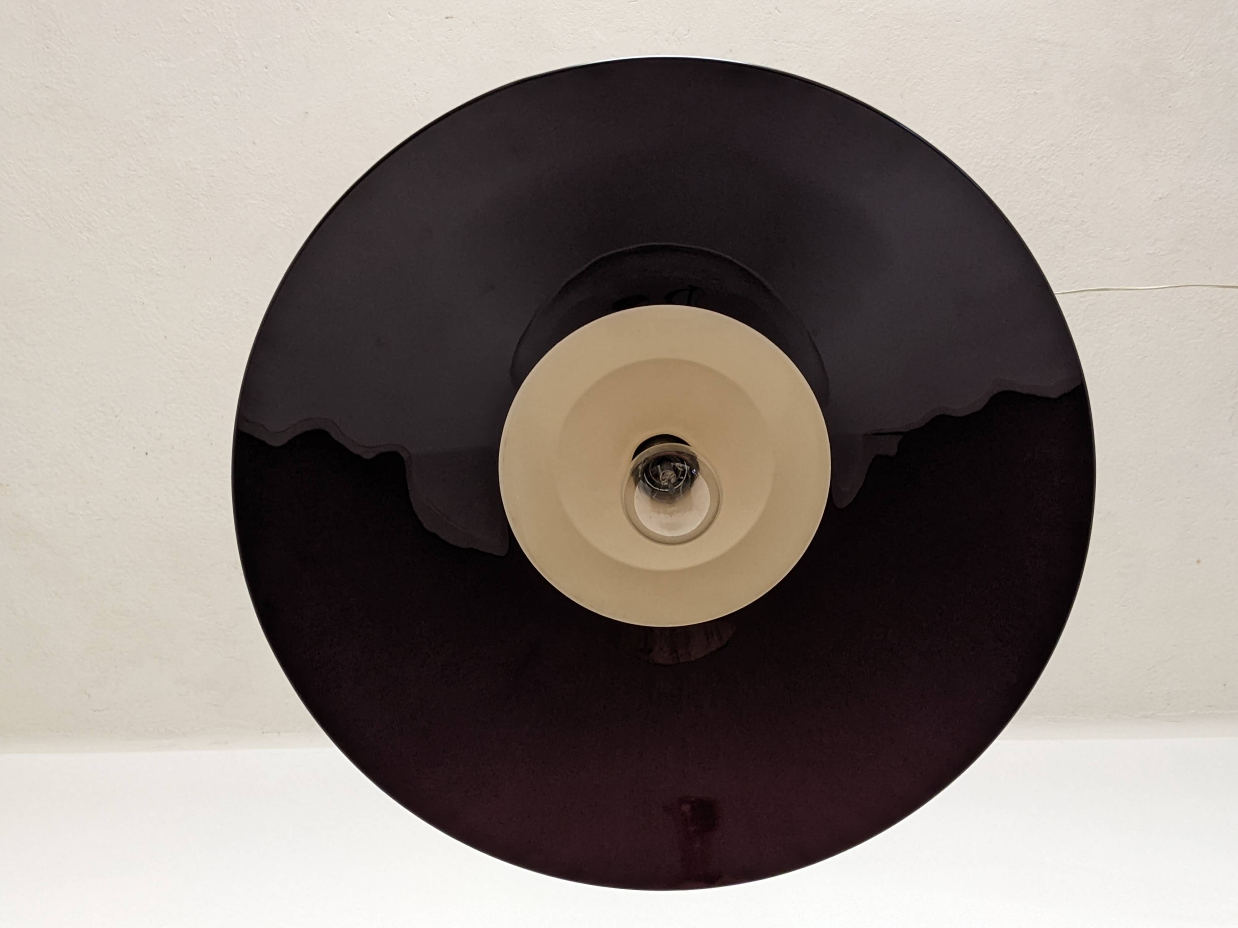 XXL black marmorite saucer suspension, Italy circa 1970.