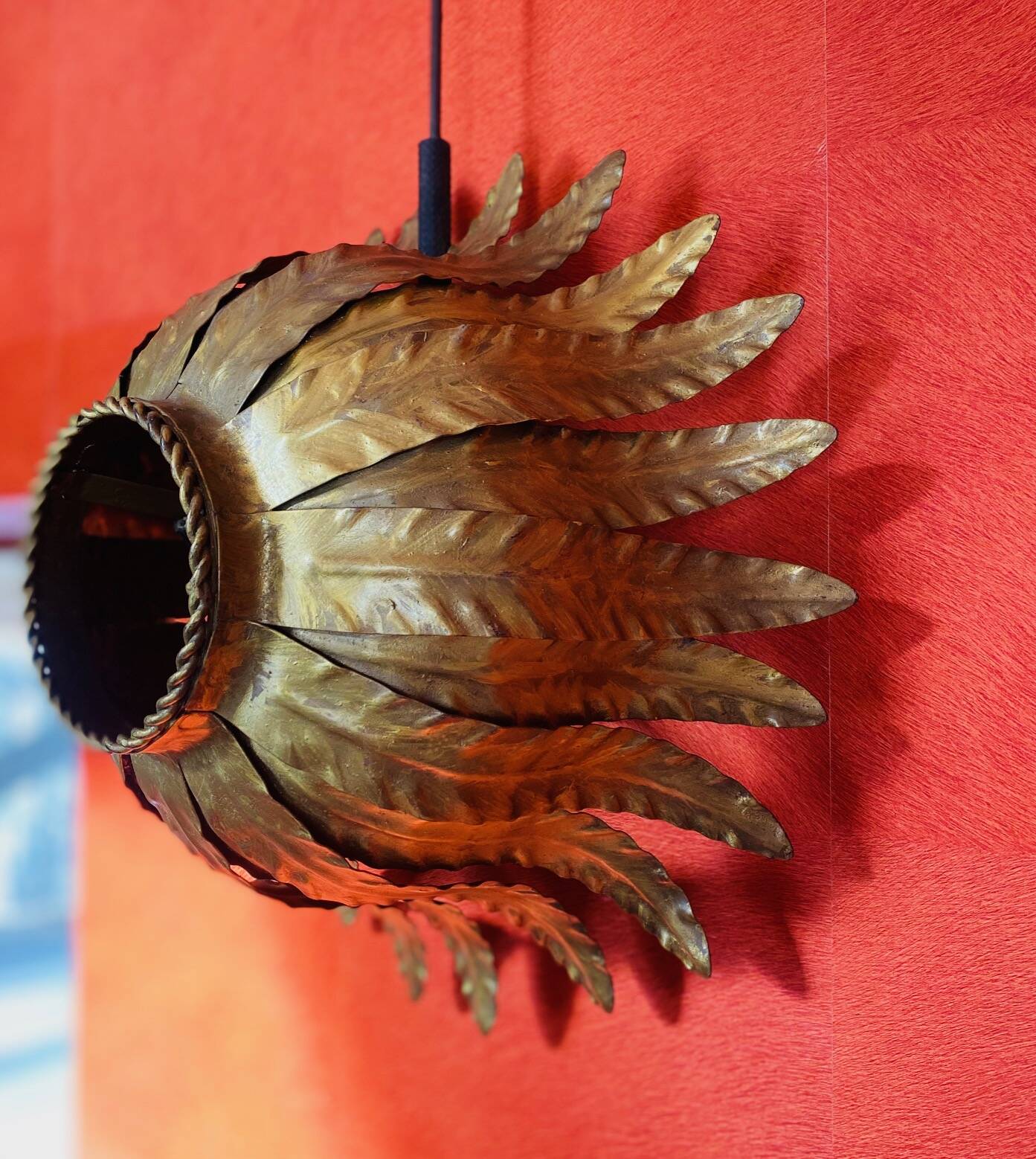 Vintage gold metal flower wall light or ceiling light.