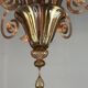 Venetian chandelier in gilded Murano glass, 4 light arms, circa 1940