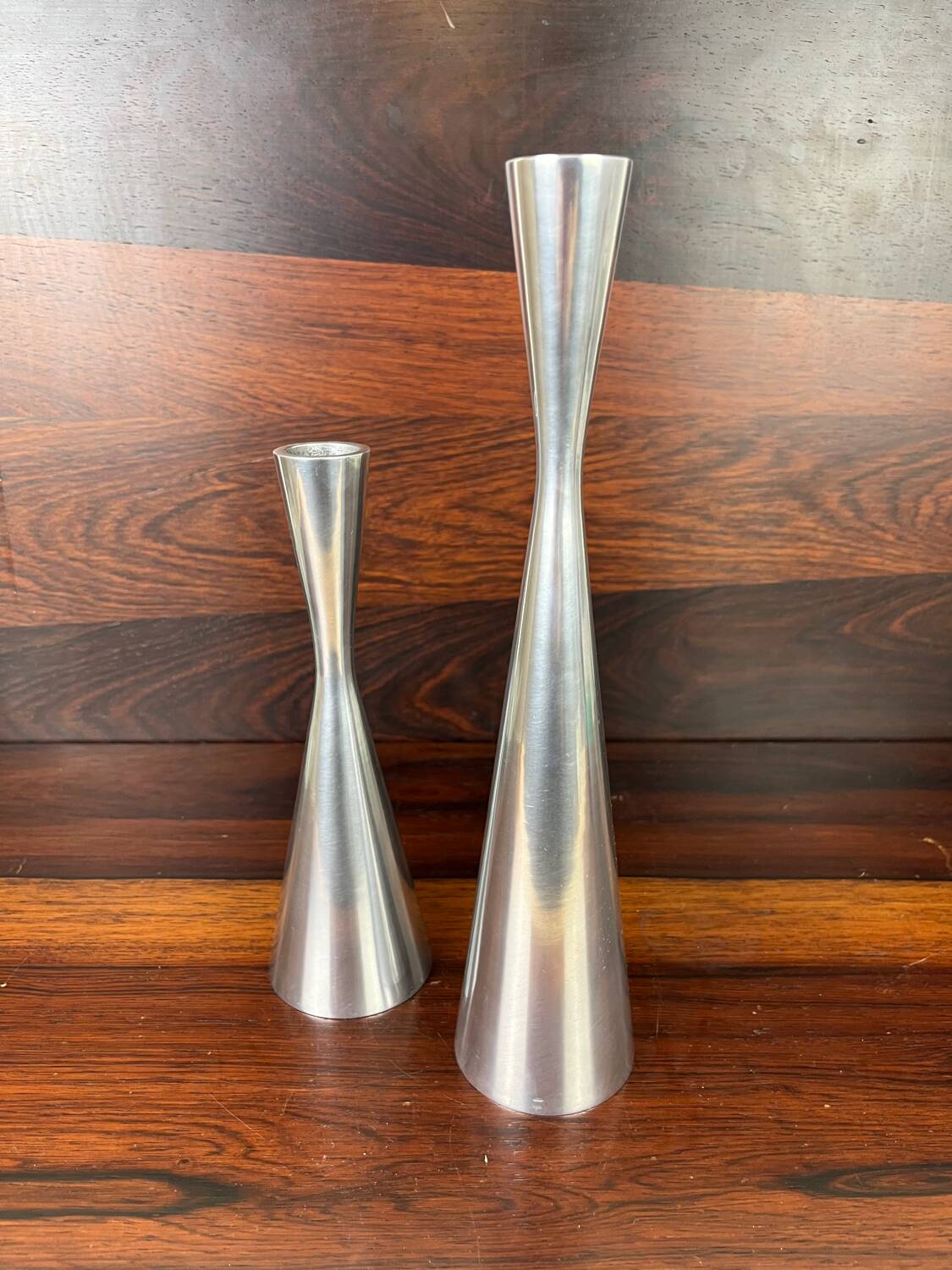 Set of vintage Ikea aluminum diabolo candle holders