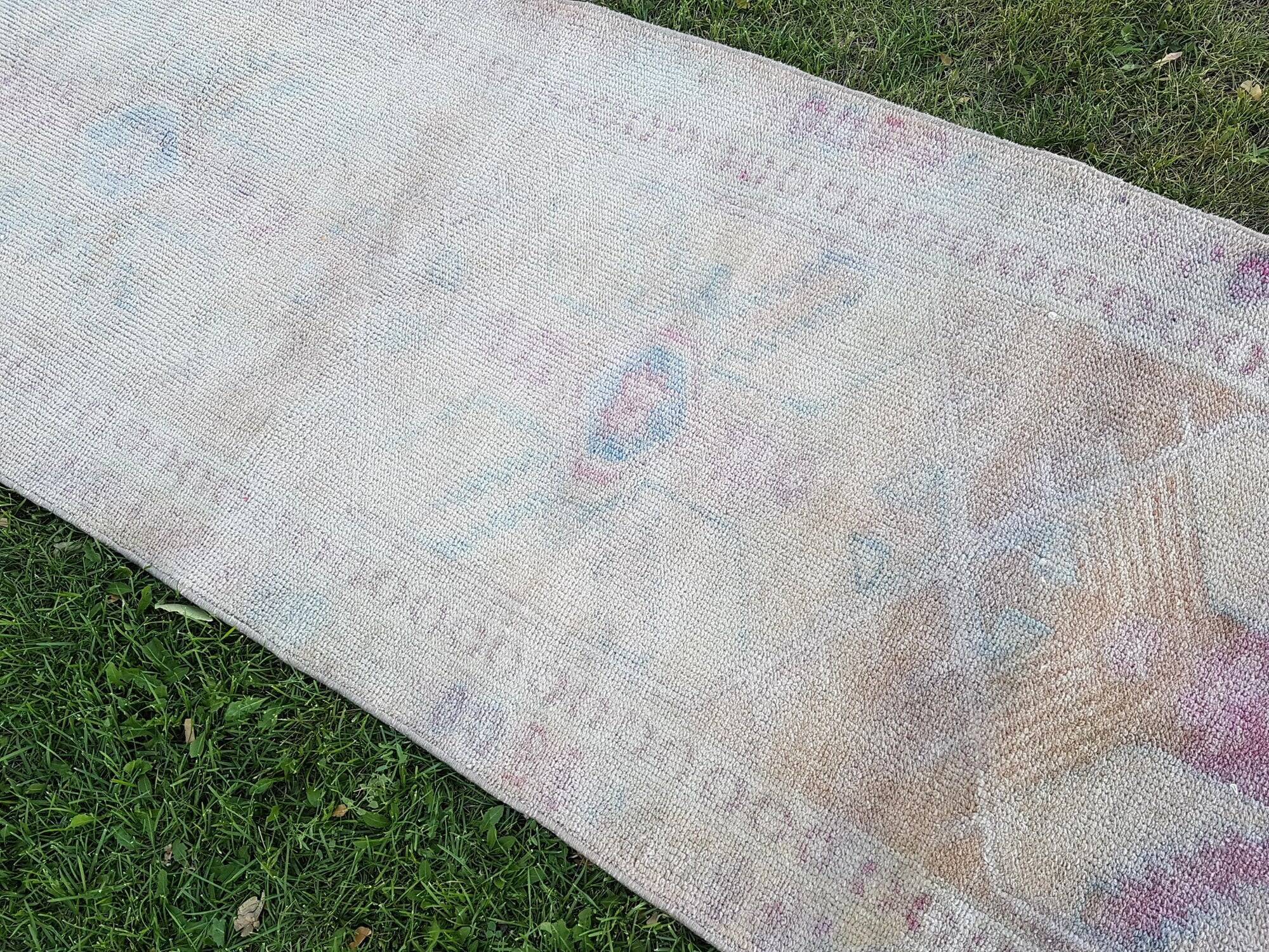 Vintage Turkish hallway rug 87x370 cm