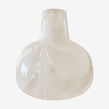 Abat jour globe en verre blanc et transparent design italien des années 60