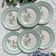 6 vintage white and green porcelain dinner plates Iris Moulin des Loups "Sargosse" 1950s