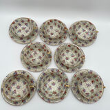 Set of 8 Limoges porcelain coffee cups from France with floral and gold pattern