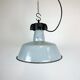 Industrial Grey Enamel Factory Lamp with Cast Iron Top, 1960s