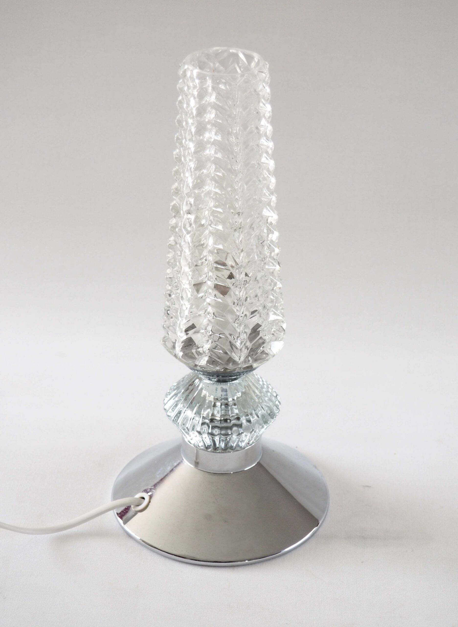 Chevron and chrome flute lamp
