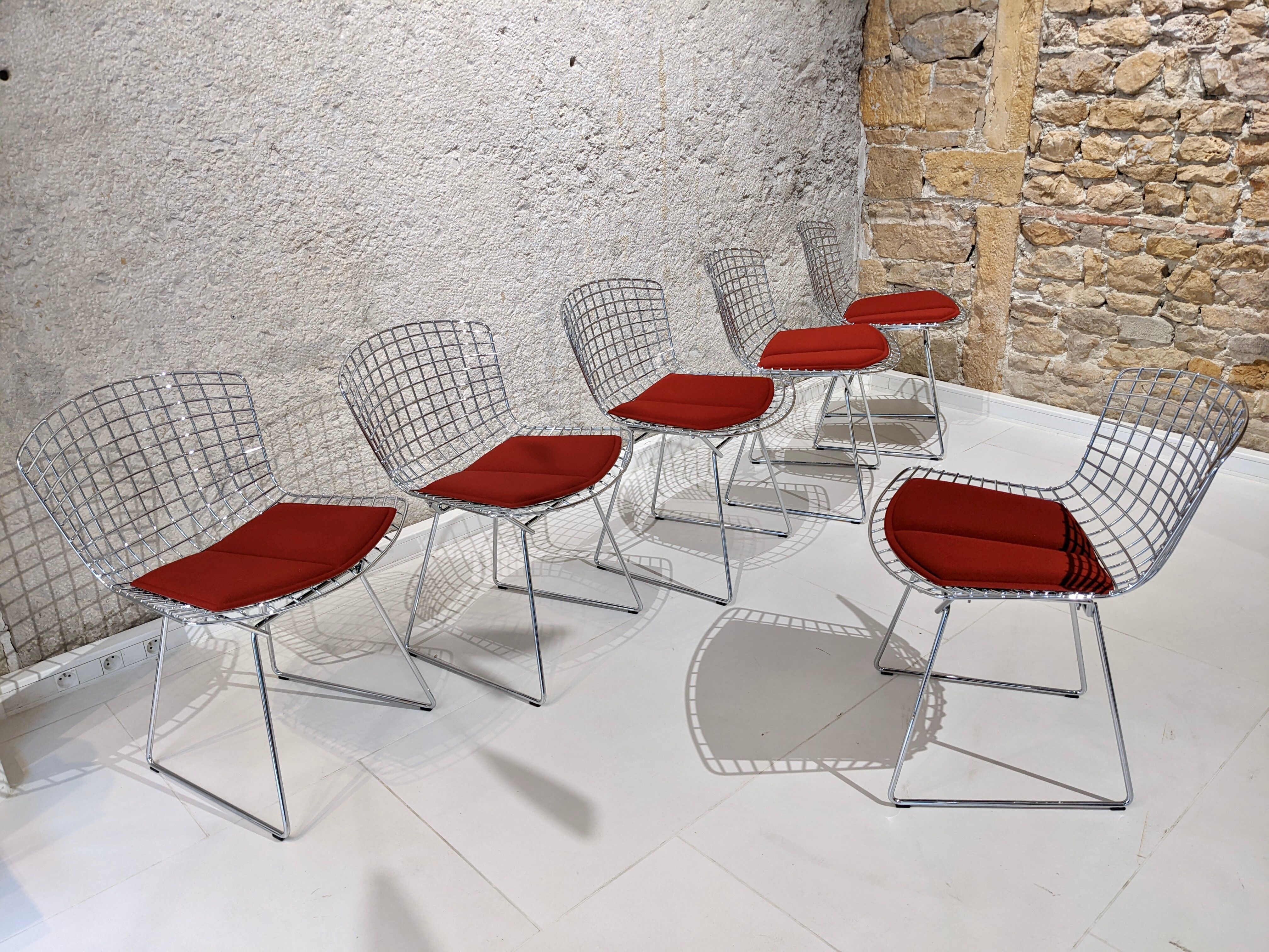Set of 6 Bertoia chairs for Knoll
