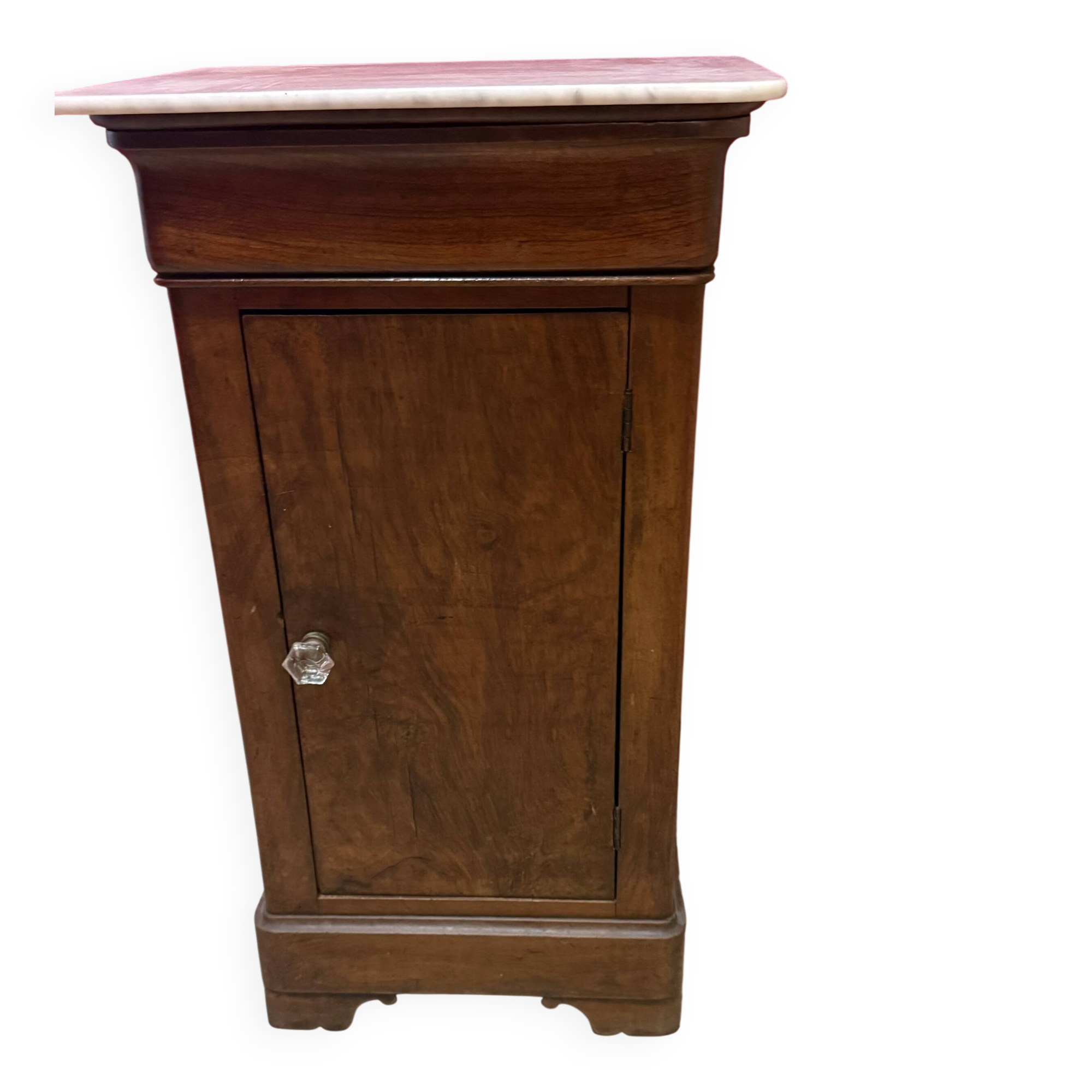 Antique wooden bedside table with marble top (Somno 19th century)