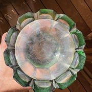 Flared crystal vase in green Saint-Louis France
