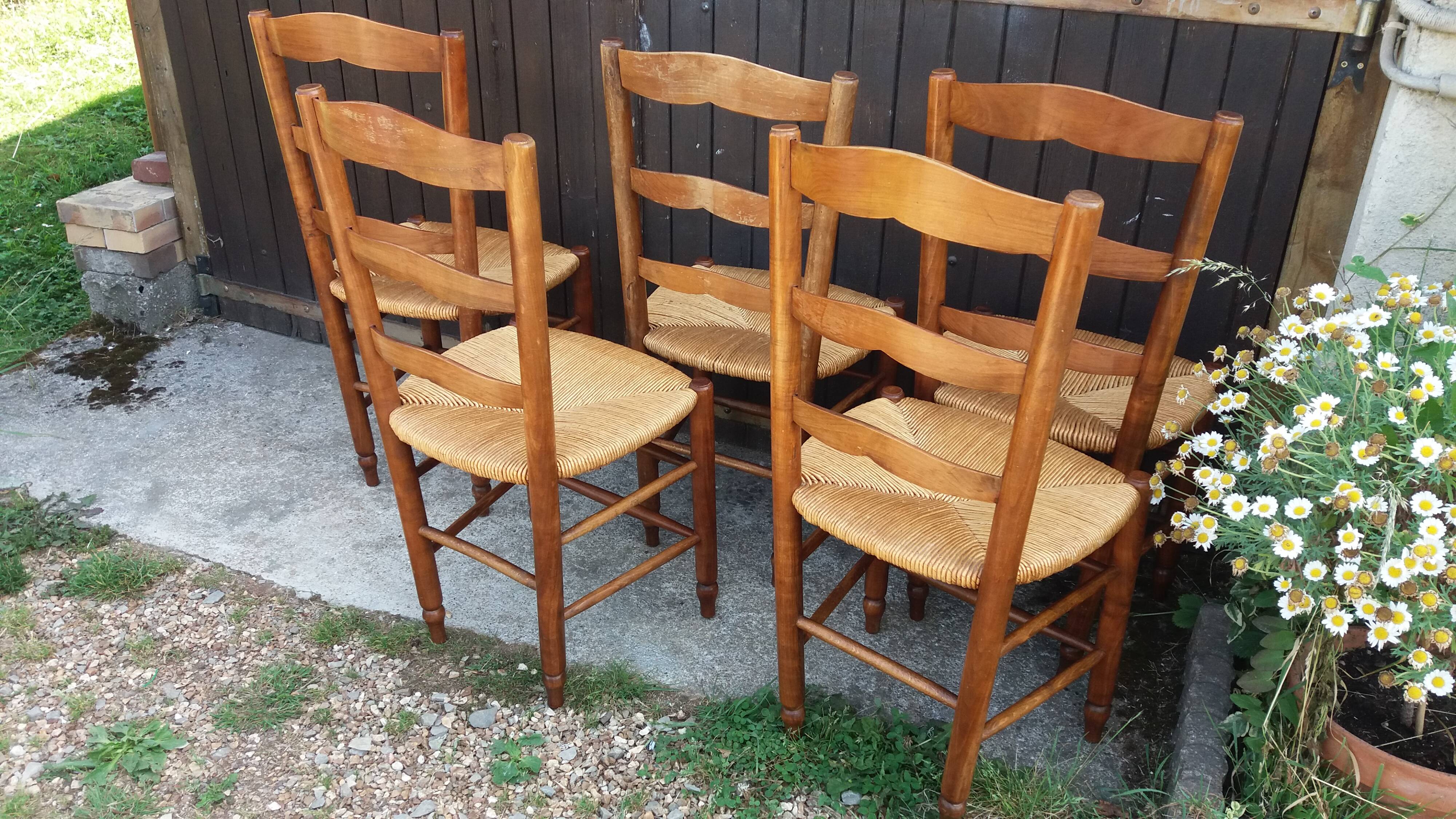 Lot de 5 chaises paillées
