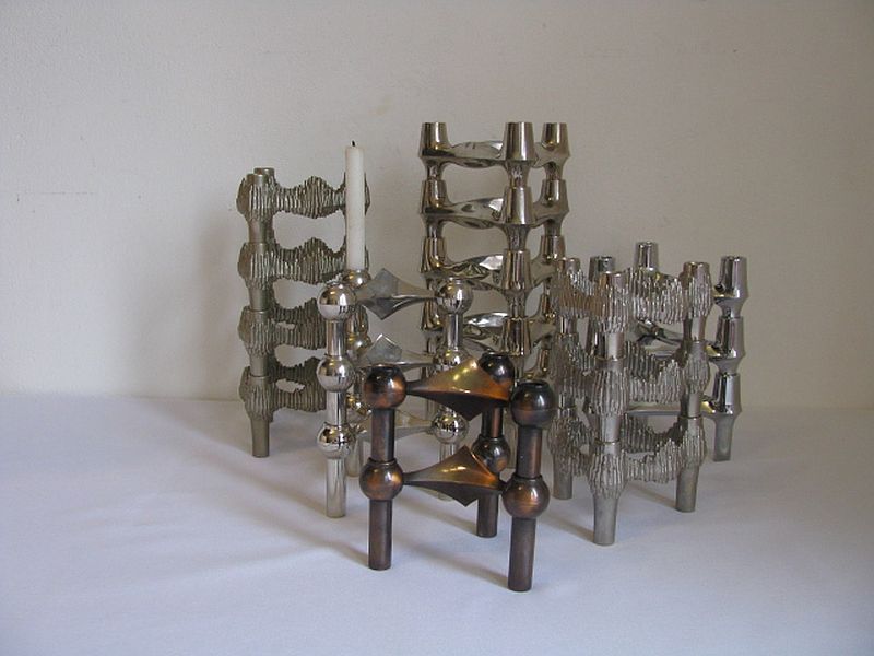 Set Of 5 , 1970s " Bmf " Modular Candle Holders Designed By Fritz Nagel & Ceasar Stoffi