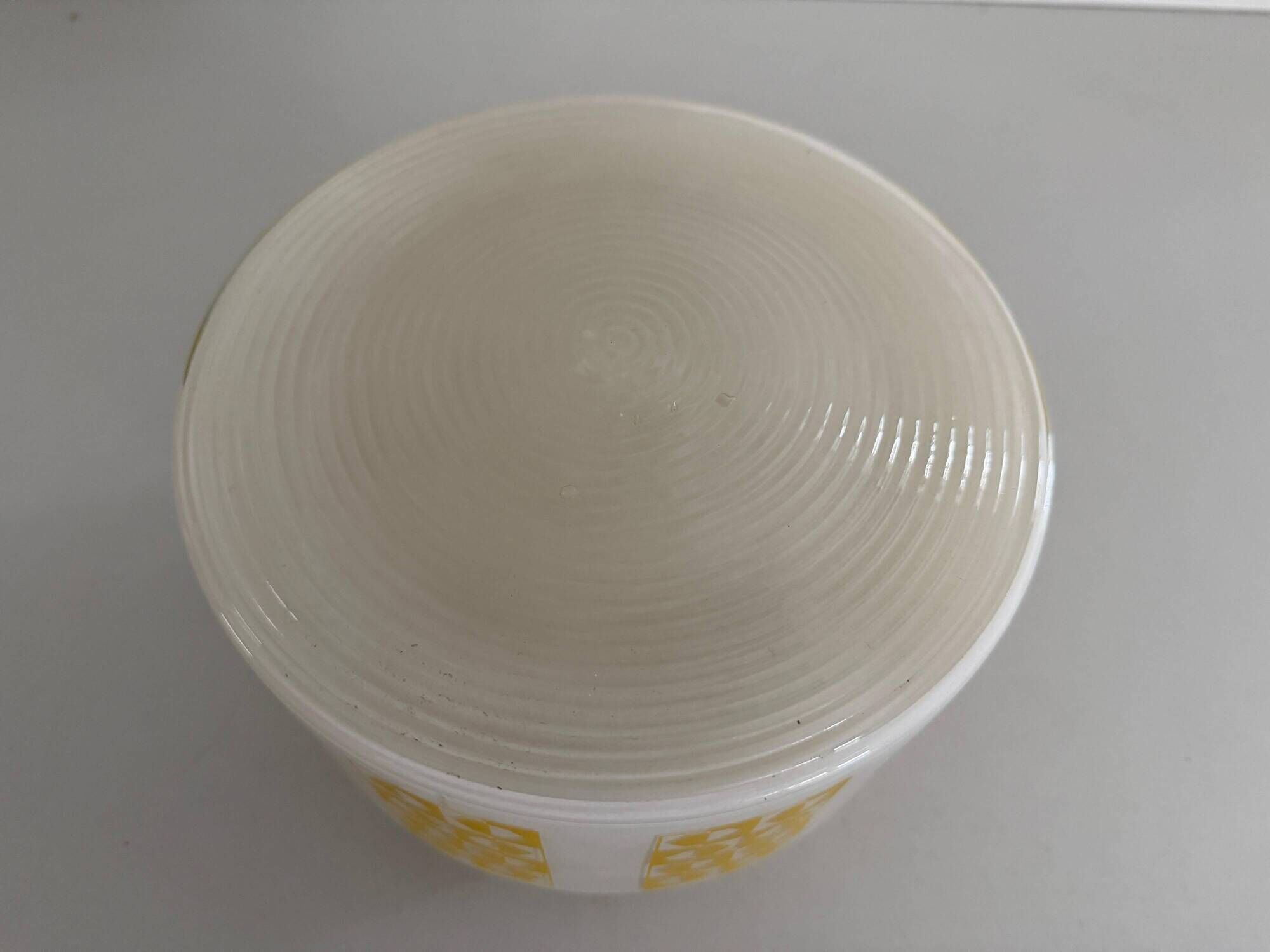 Ceiling light or wall sconce in opal glass with yellow decorations by VEB, 1950s, Germany.
