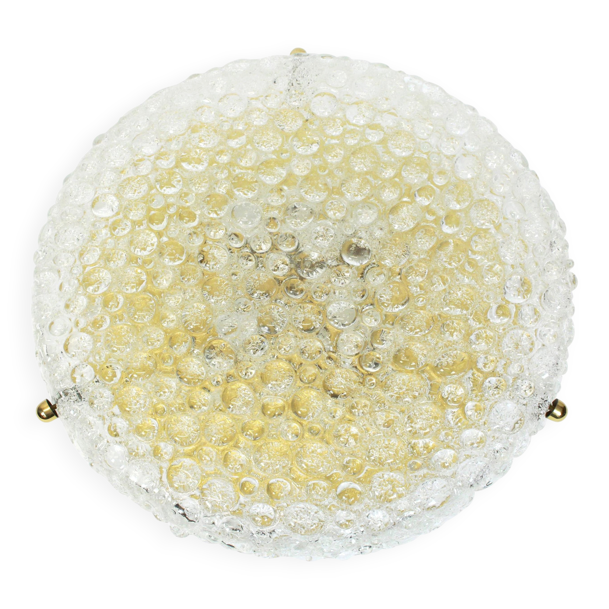Grand plafonnier en verre givré rond par Hillebrand, Allemagne, années 1970