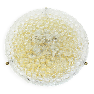 Large round frosted glass ceiling light by Hillebrand, Germany, 1970s.