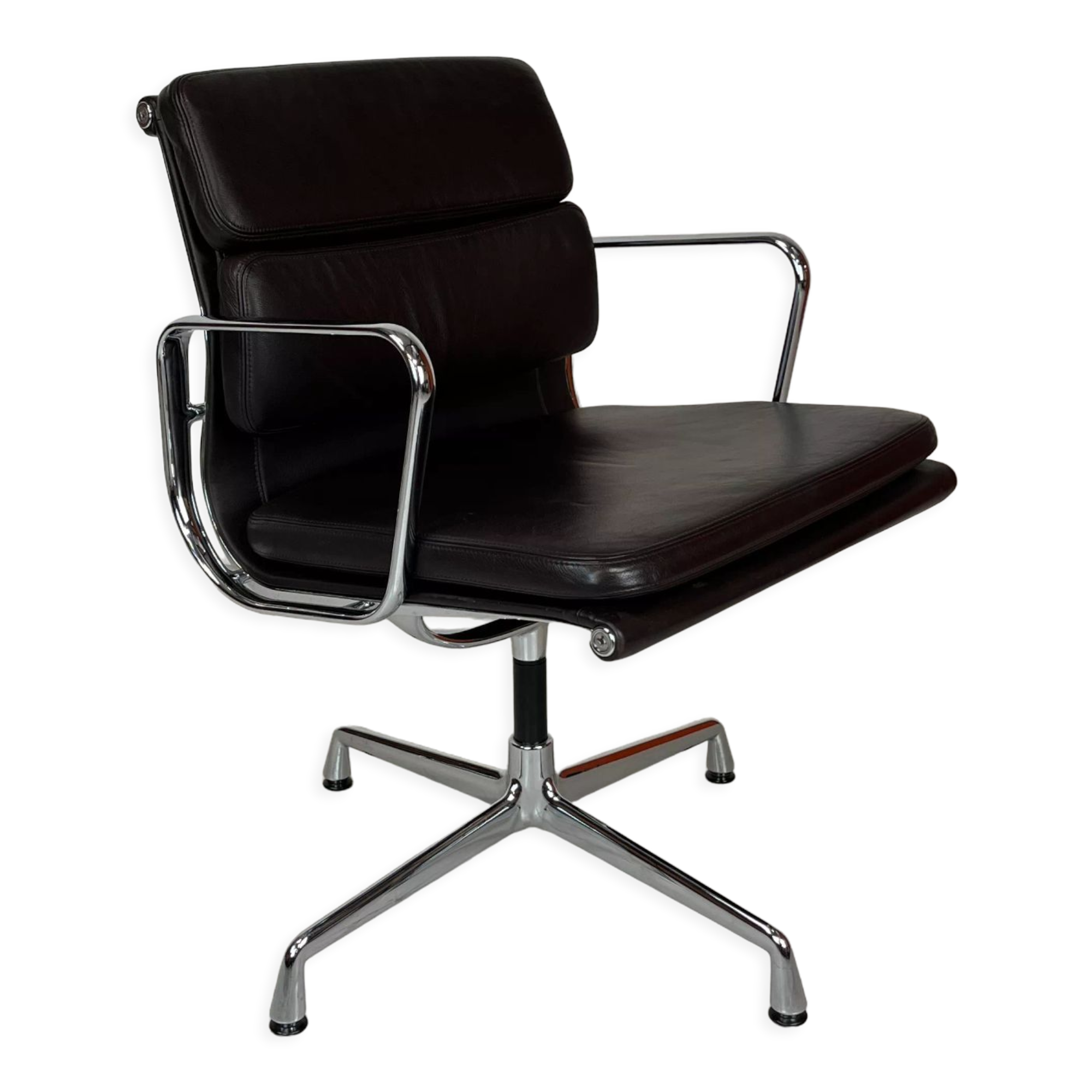 Eames Vitra for Herman Miller brown leather Soft Pad Group chair