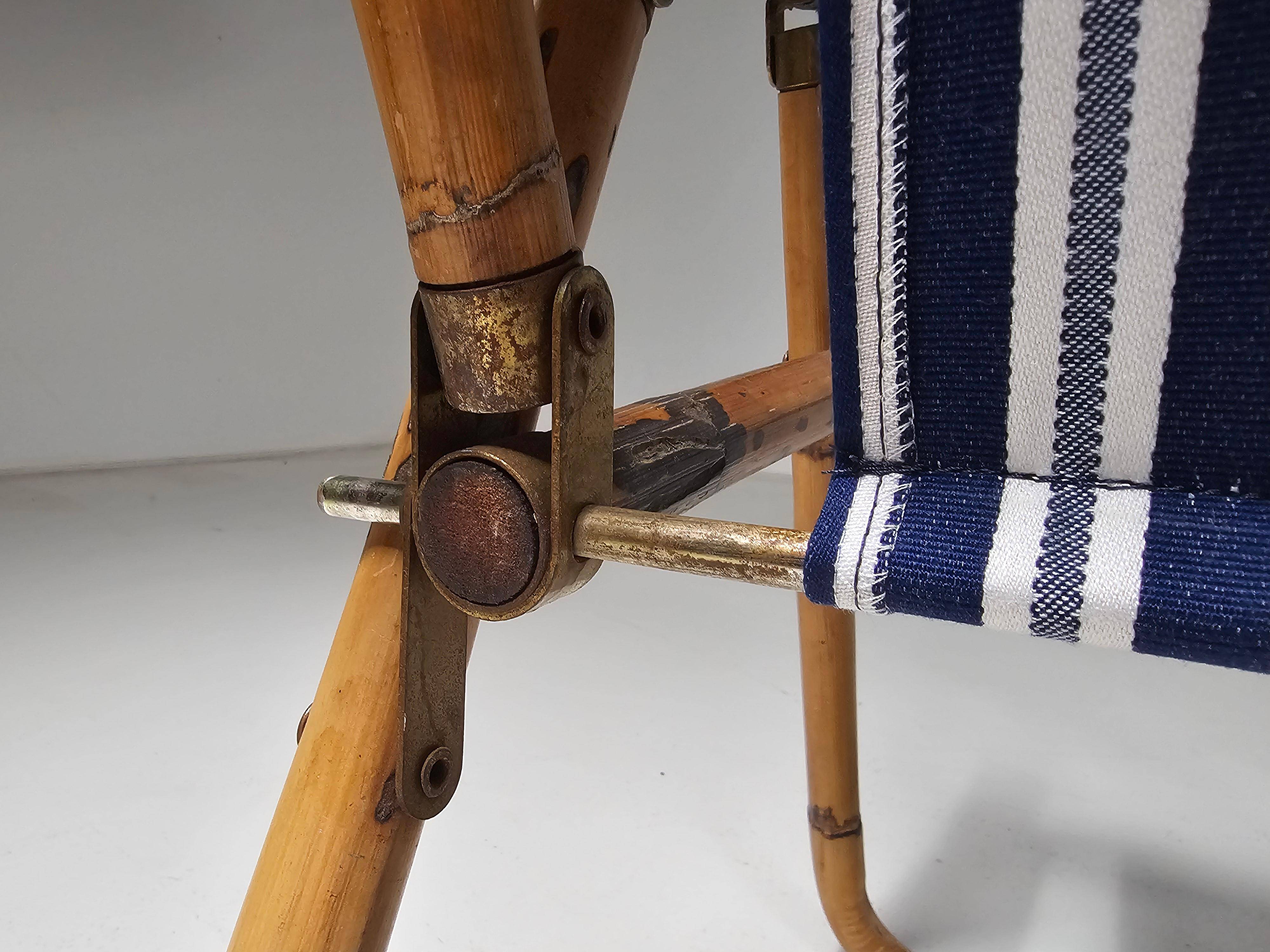 Bamboo and brass folding chairs, Italy, 1960s