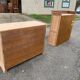 Louis Philippe 2-body sideboard renovated in raw wood with 2 glass doors