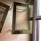 Lot: set of 3 nest of tables in brass and smoked gold glass 1970s