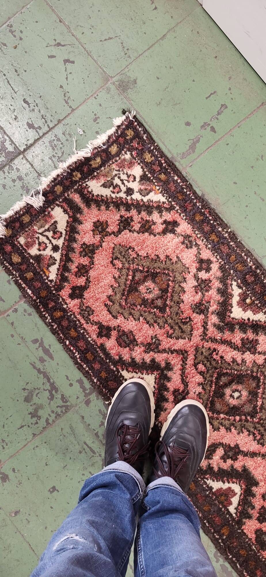 Handmade vintage Uzbek Bukhara runner 1.7' x 4.5' (52cm x 139cm) 1960s - 1С1164