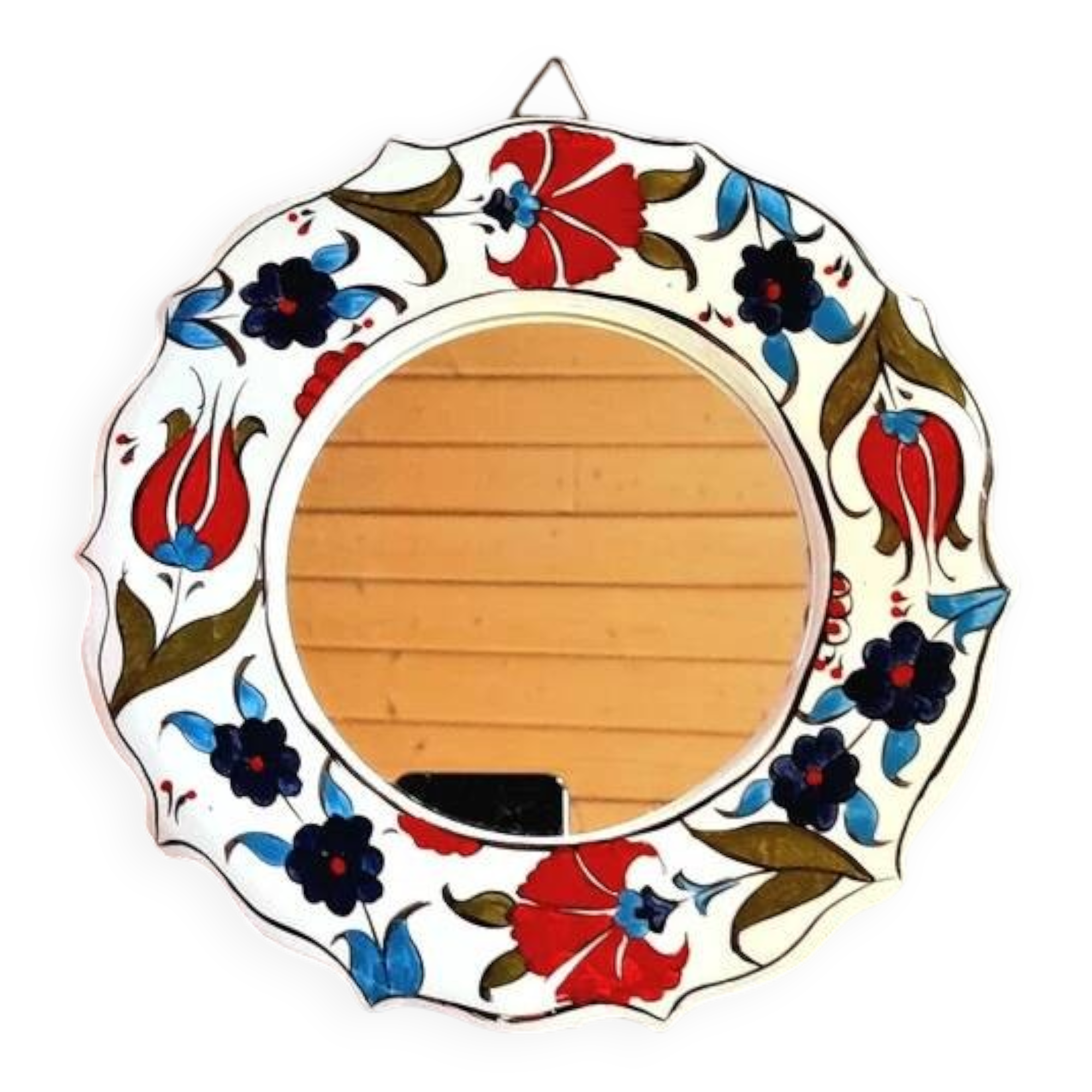 Miroir fleuri en céramique