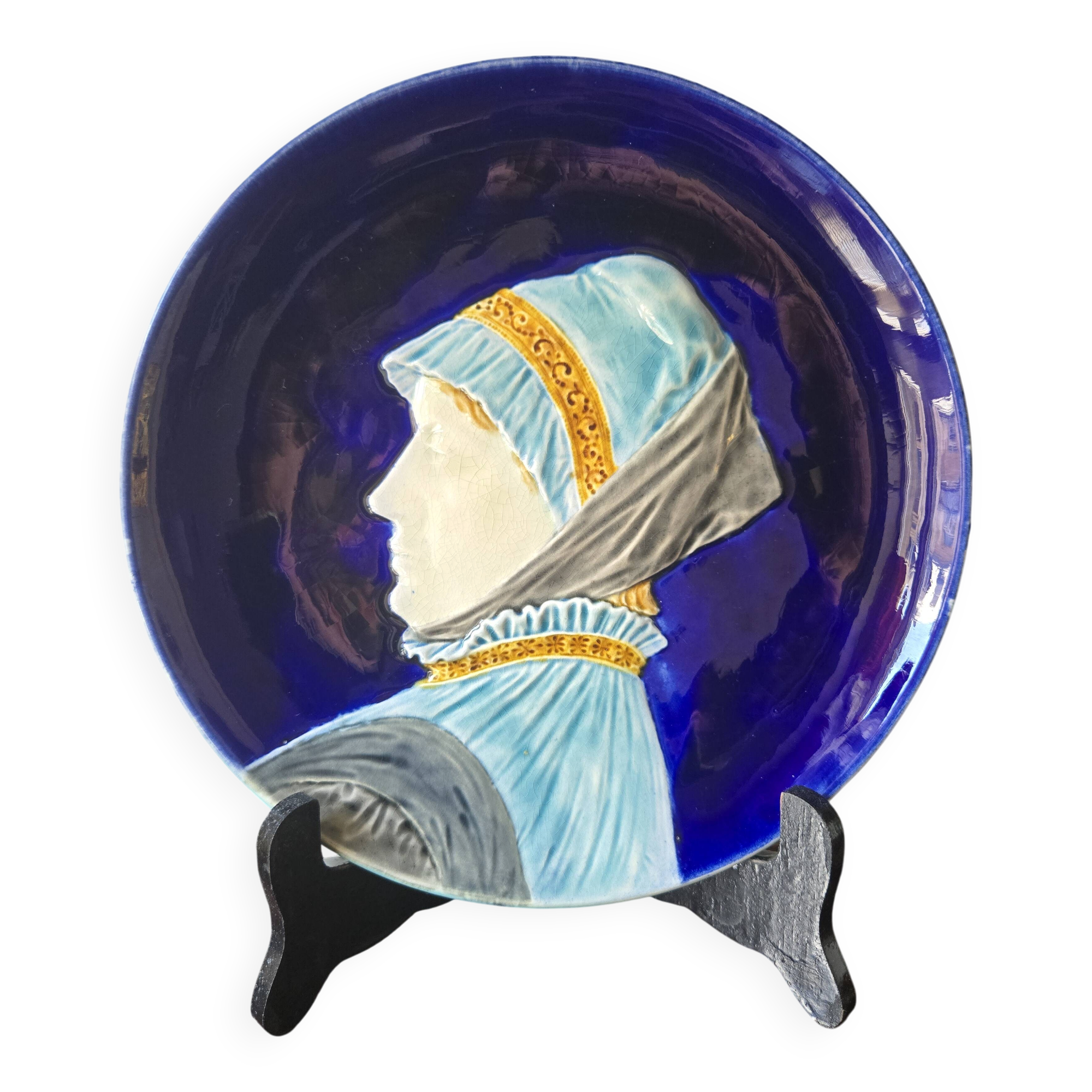 Assiette majolique sarreguemines n° 1174 (fin xixe)