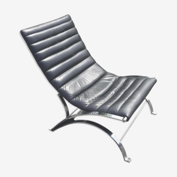 Leather and chrome lounge chair, 1970