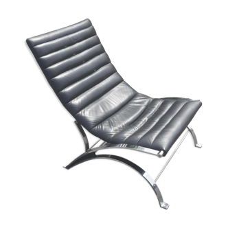 Leather and chrome lounge chair, 1970