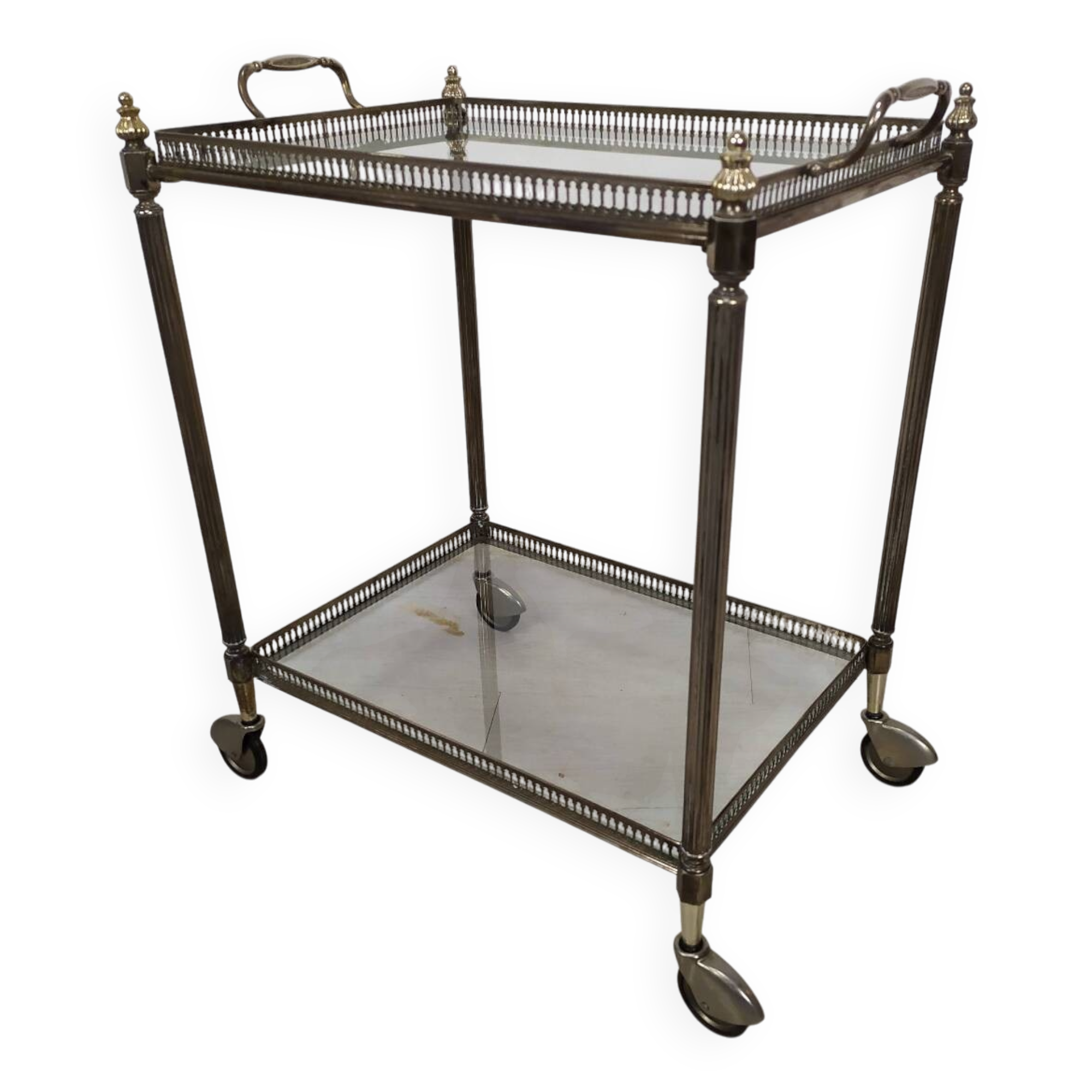 Silver-plated brass rolling trolley