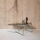2 nesting tables in glass and chrome metal