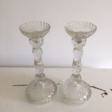 Pair of glass candlesticks