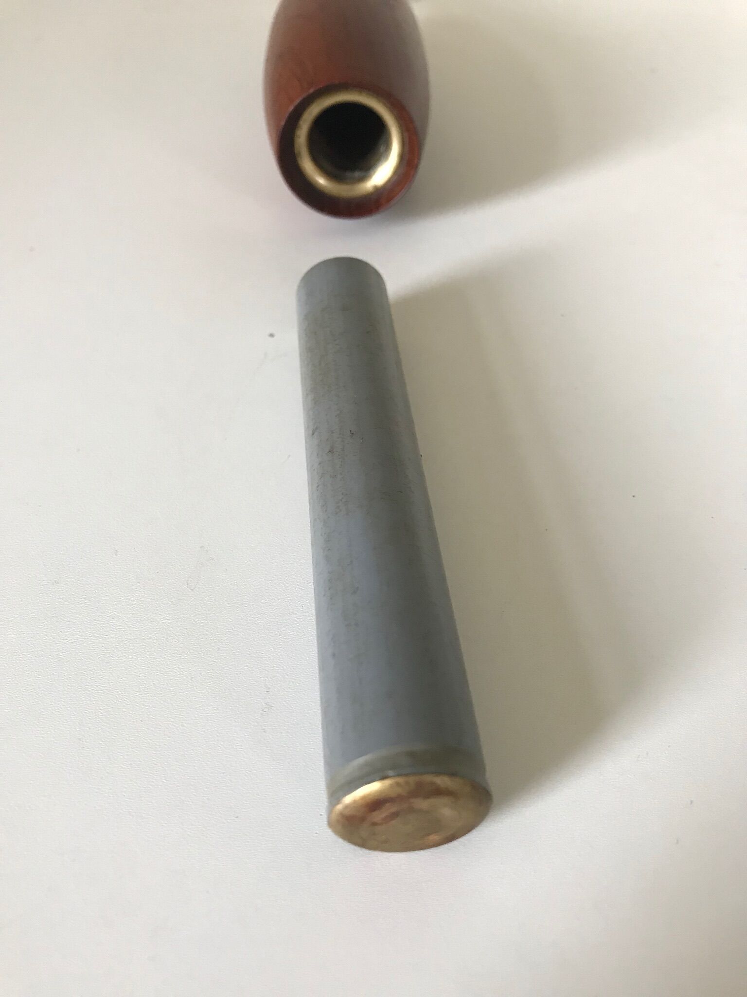 Candlestick Scandinavian brass and teak design 60s