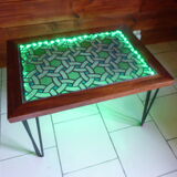 Low wood & stained glass & resin table