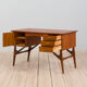 Danish mid century teak desk on sculptural base, 1960s.