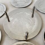 Silver coaster and holder, shell, 80s