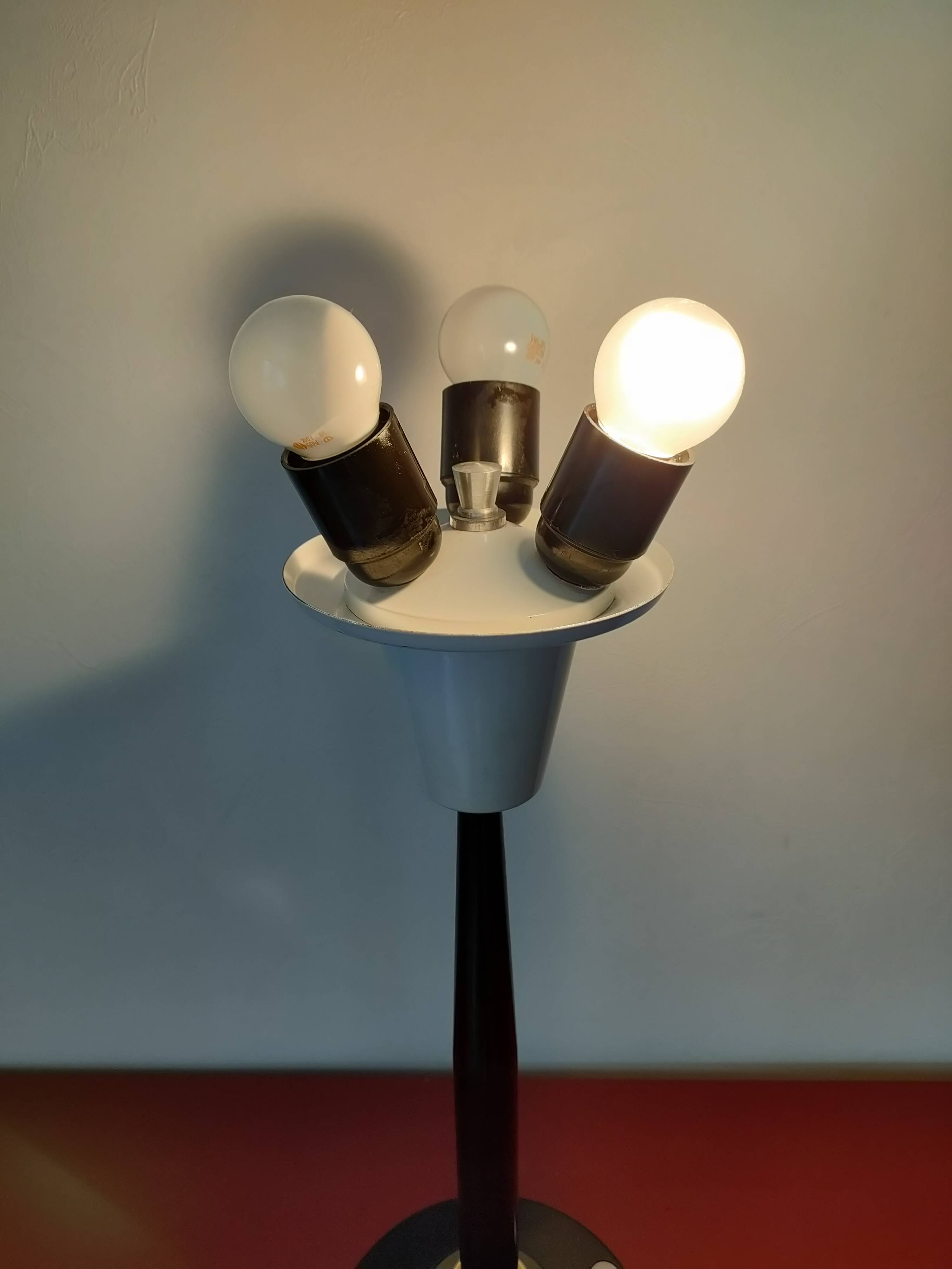 Lumi industrial metal lamp base - three lights - 1970s - Italy