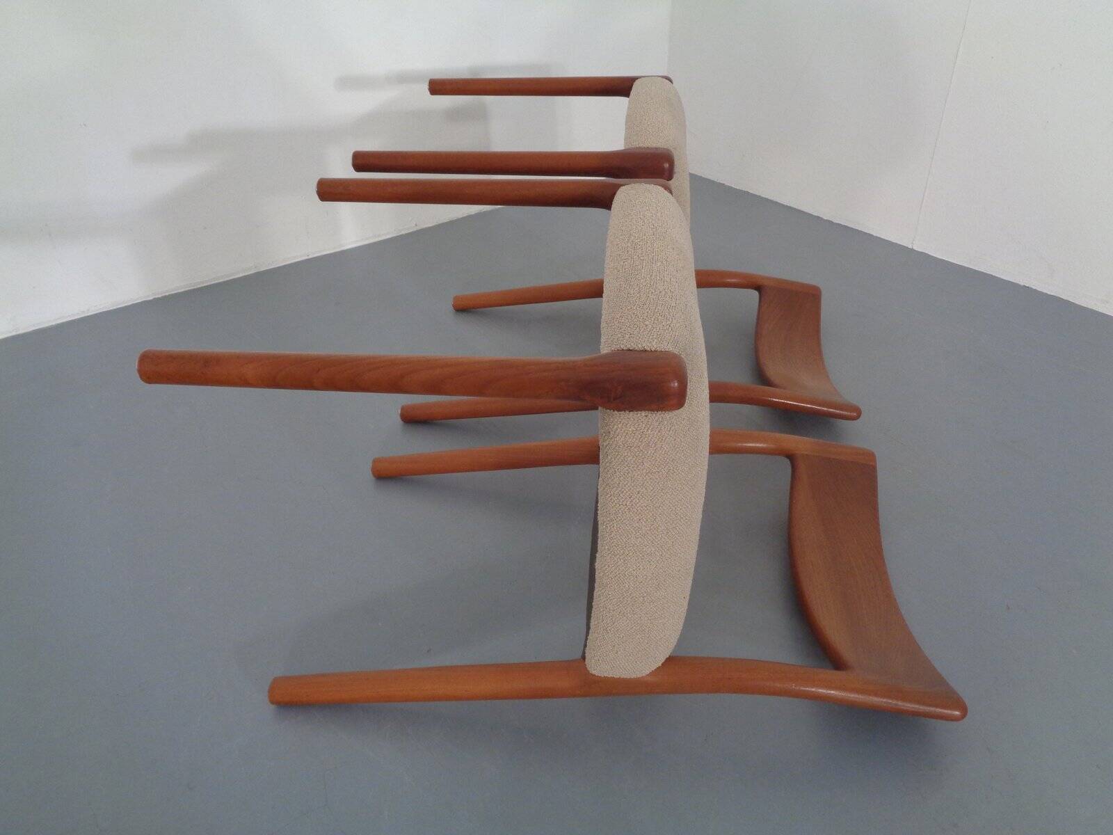 Danish Solid Teak Dining Chairs, 1960s, Set of 4