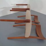 Danish Solid Teak Dining Chairs, 1960s, Set of 4