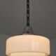 Art deco, metal and opaline hanging lamp