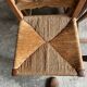 Set of 6 sculpted oak chairs with straw seats – 1950s