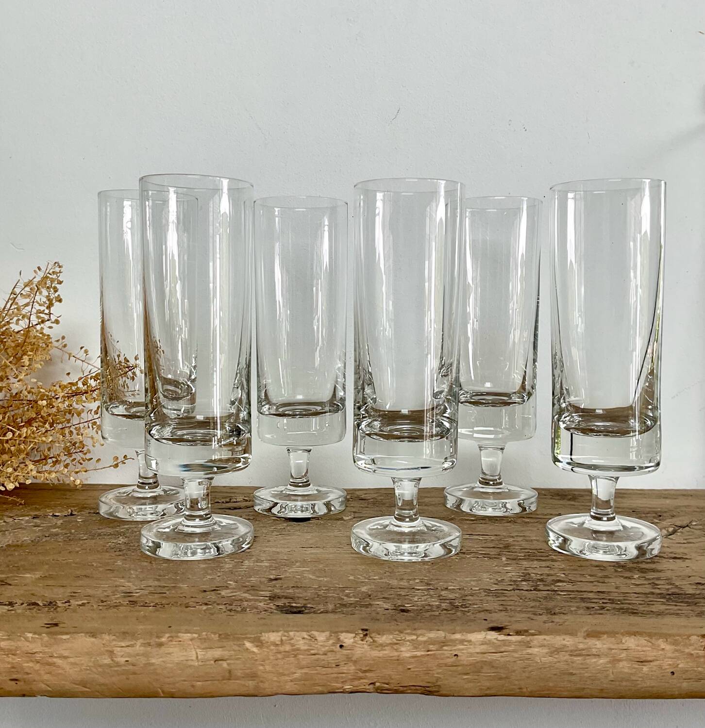 6 vintage champagne flutes